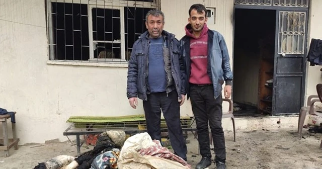 Evleri yanan aile kış ortasında evsiz kaldılar