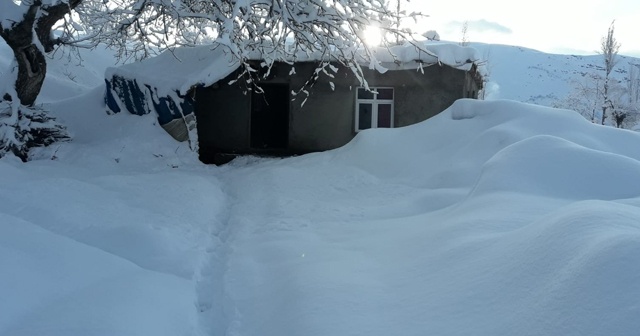 Kar kalınlığı 2 metreyi geçti! Evler kar altında kaldı
