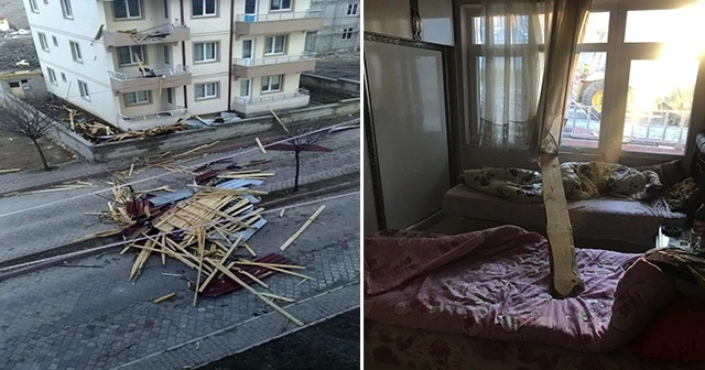 Fırtınada çatıdan uçan molozlar bir eve girdi: 1 yaralı