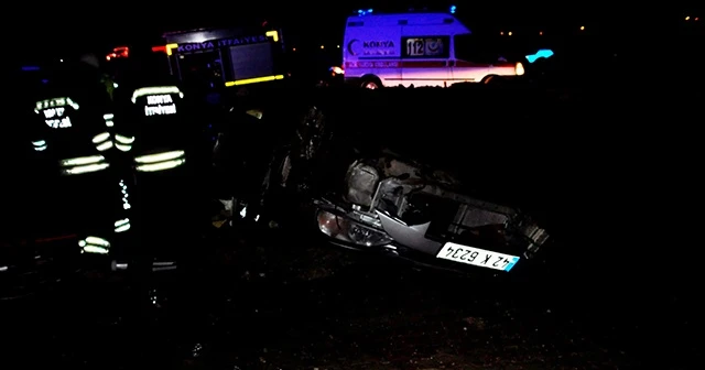 Konya'da otomobil takla attı: 1 ölü, 2 yaralı