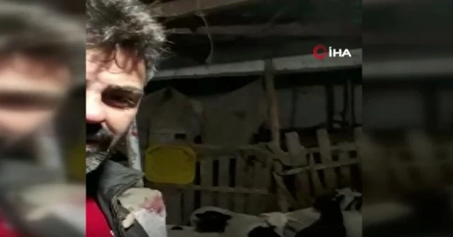 Kuzuların yüksek ses çıkarmasından şüphelendi, video çekerken depremi kaydetti