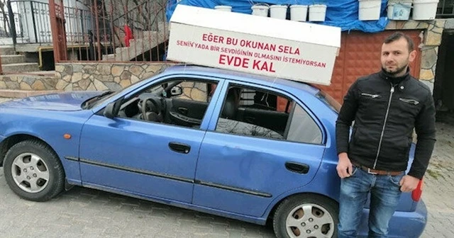 Farkındalık oluşturmak istedi: Tabutla sokaklarda gezerek aracından sela dinletti