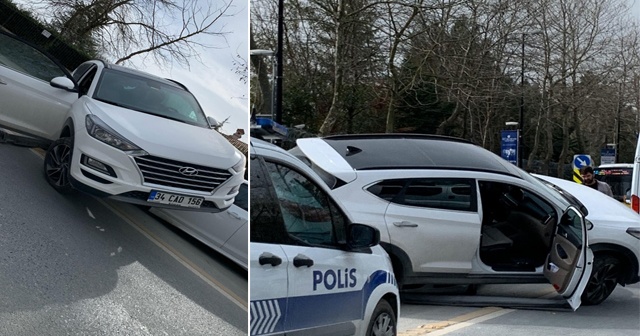 İstanbul’da ilginç kaza: Cip otomobilin üstüne çıktı