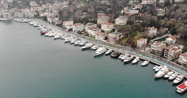 Boş kalan Arnavutköy-Bebek sahili havadan görüntülendi