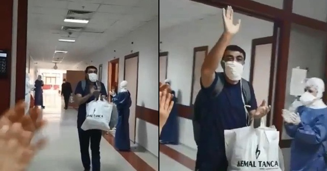 Diyarbakır’da korona virüsü yenen hasta alkışlarla taburcu edildi