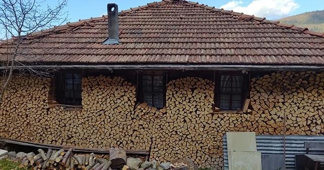Evinin duvarlarını odunla çevirdi