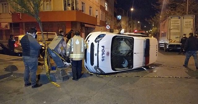Polis ekipleri kaza yaptı: 2 polis yaralandı