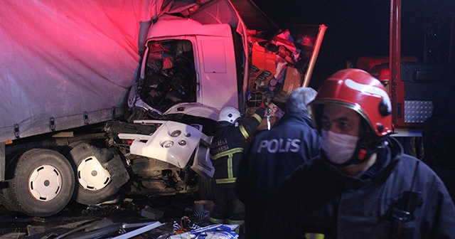 TEM’de kargo yüklü iki kamyon çarpıştı