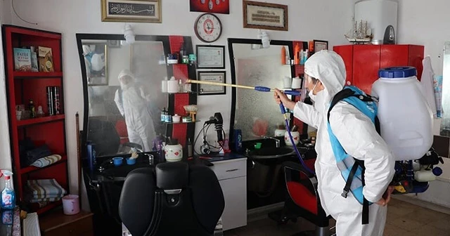 Berber ve kuaförlere dezenfekte desteği