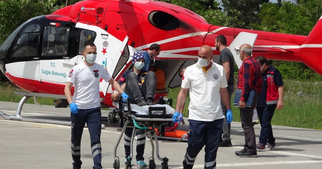 Kalp krizi geçiren şahıs ambulans helikopterle hastaneye yetiştirildi