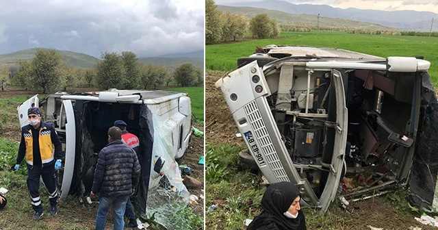 Karantinadan çıkanları taşıyan otobüs devrildi: 16 yaralı