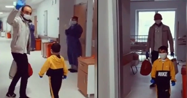 Koronayı yenen baba ve 5 yaşındaki oğlu taburcu edildi