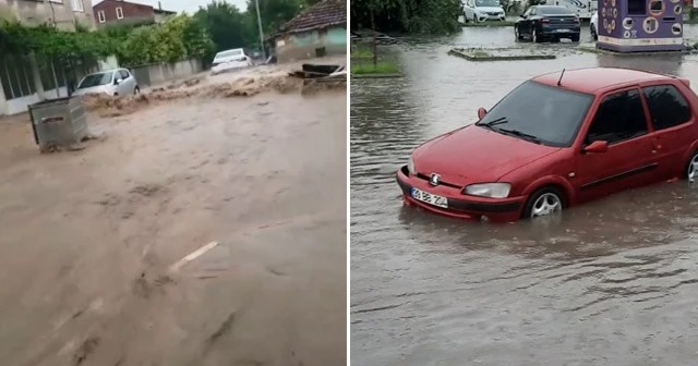 Kırklareli’de sel felaketi: Çöp konteynerleri suya kapıldı, araçlar suya gömüldü