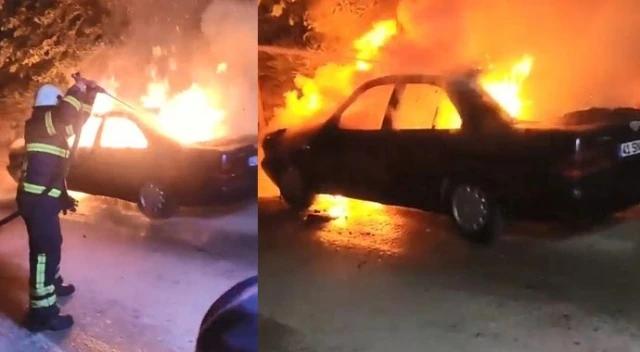 LPG'li otomobil seyir halindeyken alev aldı