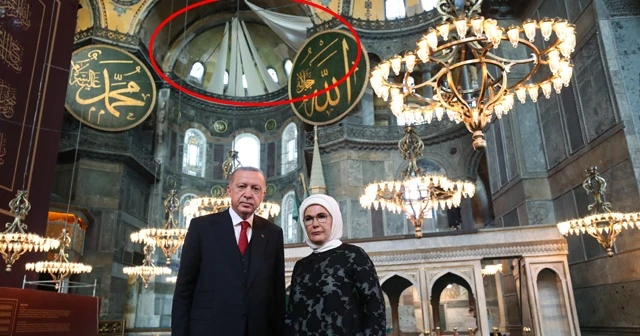 Ayasofya Camii'ndeki freskleri kapatacak perdeler görüntülendi