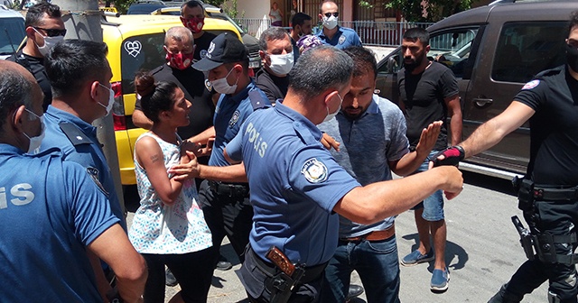 Eşi gözaltına alınan kadın, polislere zor anlar yaşattı