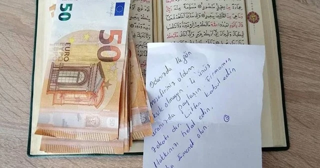 Karantinada kaldığı yurt odasındaki Kur'an-ı Kerim'in arasına 400 avro bıraktı