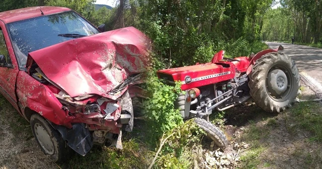 Kastamonu’da traktör ile otomobil çarpıştı: 3 yaralı