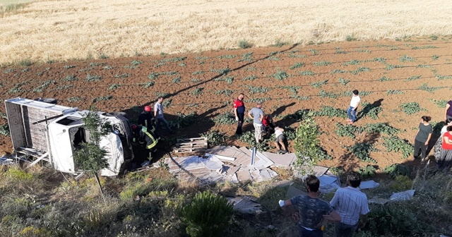 Kontrolden çıkan kamyonet tarlaya devrildi: 3 yaralı