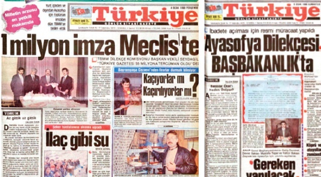 Türkiye gazetesi kutlu davaya öncülük etti