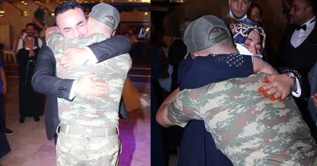 Abisinin düğününe üniformayla katılan asker, ailesini gözyaşına boğdu