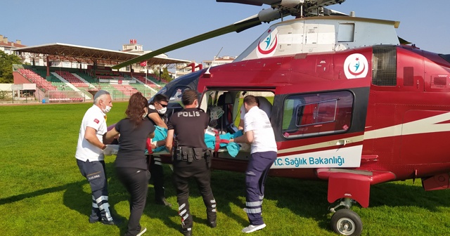 Ambulans helikopter, Kırklareli&#039;de ağır yanık için havalandı