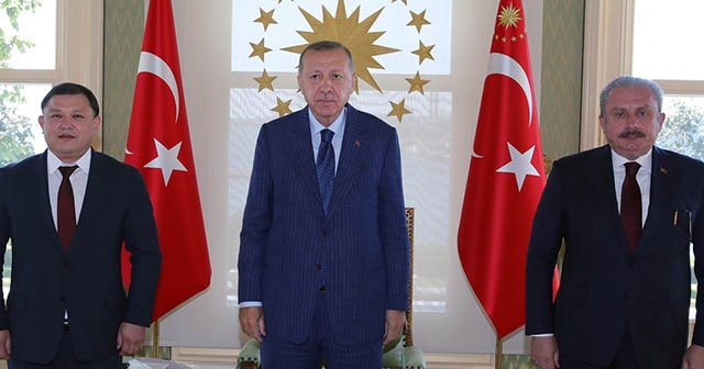 Cumhurbaşkanı Erdoğan, Kırgızistan Meclis Başkanı Cumabekov&#039;u kabul etti