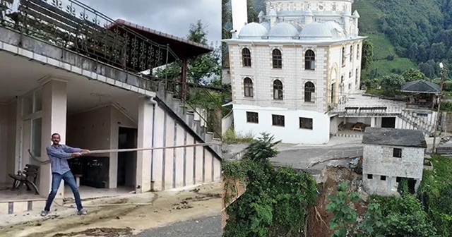 Dükkanını selde kaymasın diye camiye iple bağladı