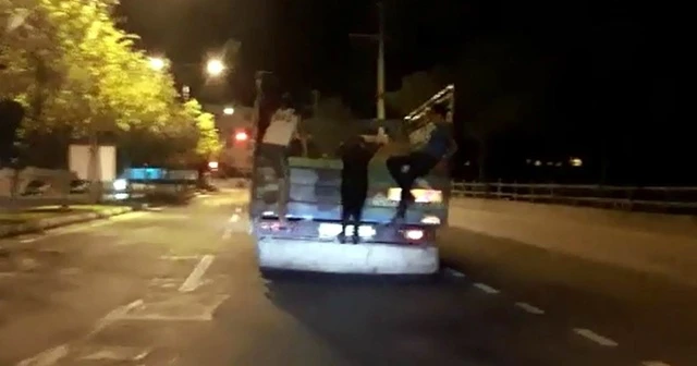Kamyonun arkasında ölümüne yolculuk