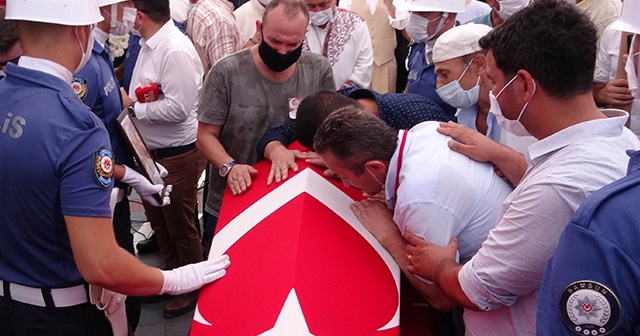 Kazada şehit olan polis memuru son yolculuğuna uğurlandı