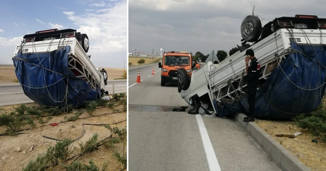 Konya’da kamyonet takla attı: 3 yaralı