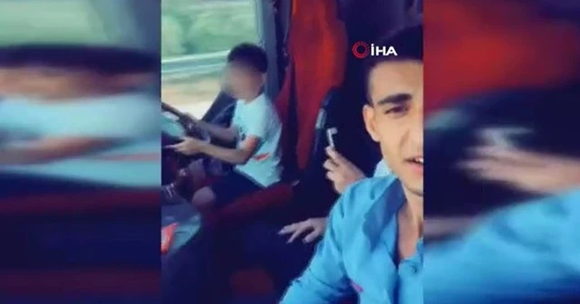 Küçük çocuğun yolcu otobüsünü kullanması pes dedirtti