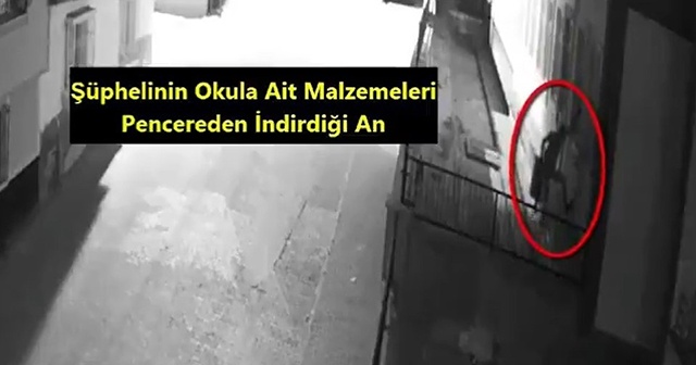 Okula giren hırsız güvenlik kamerasına yakalandı