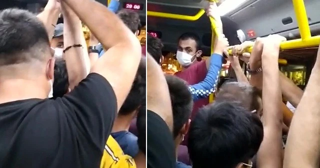 Arnavutköy'de tıka basa dolu minibüs pes dedirtti