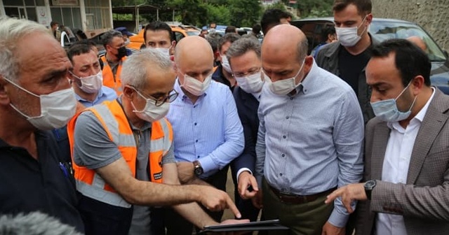 Bakan Soylu ve Karaismailoğlu Giresun&#039;da incelemelerde bulundu