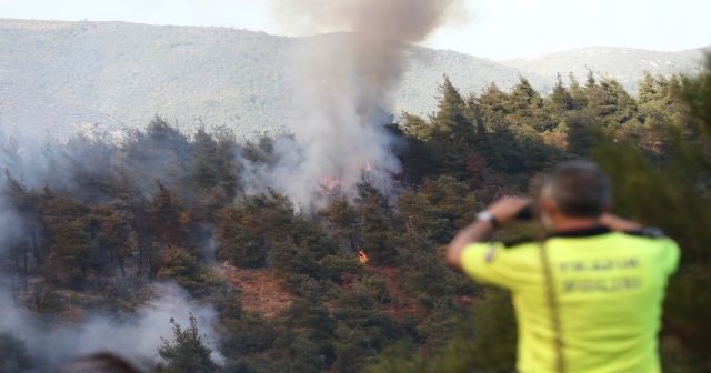 Bursa'daki orman yangını havadan görüntülendi