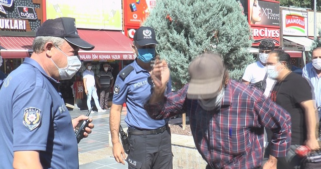 Maske cezası yiyen vatandaştan polise tepki