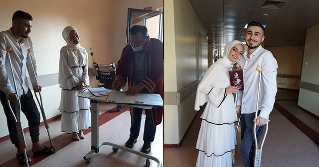 Tedavi gördüğü hastane koridorunda nikahları kıyıldı