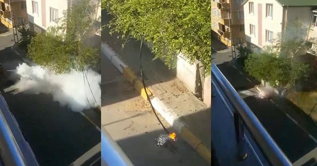 Elektrik kabloları bomba gibi patladı