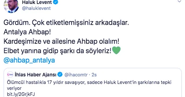 Haluk Levent 17 yıldır ölümcül hastalıkla savaşan Burak&#039;ın sesini duydu