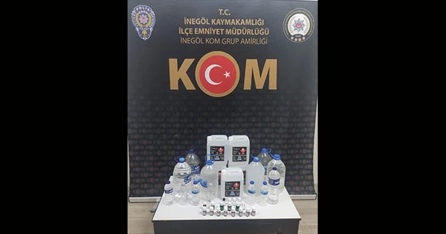 İnegöl'de çok sayıda sahte içki ele geçirildi