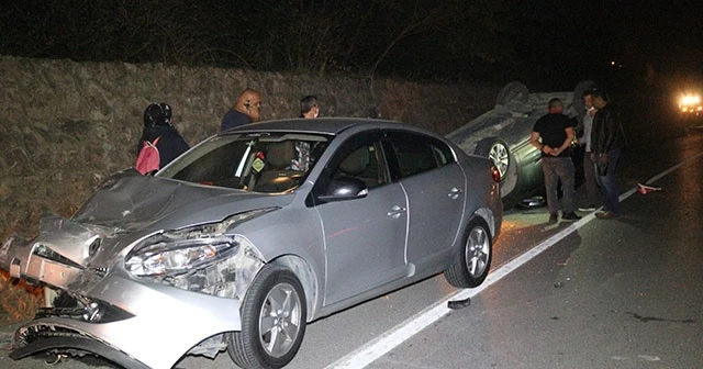 Kavşakta traktörle çarpışarak takla atan araçtan sağ kurtuldu