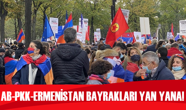 AB-PKK-Ermenistan bayrakları yan yana