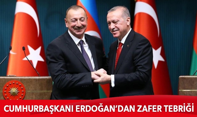 Cumhurbaşkanı Erdoğan, Azerbaycan Cumhurbaşkanı Aliyev&#039;i kutladı