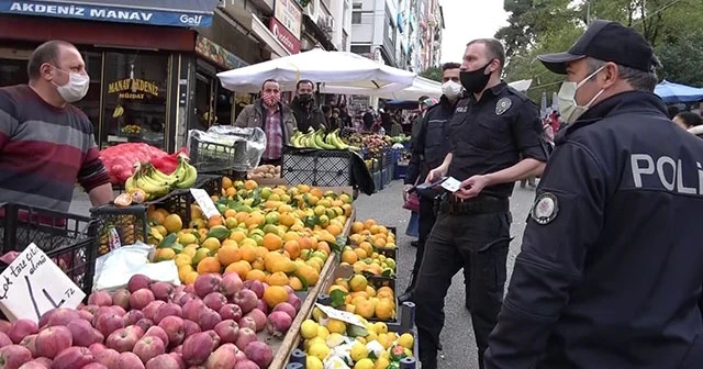 Koronavirüs temaslı pazarcı kardeşler satış yaparken yakalandı
