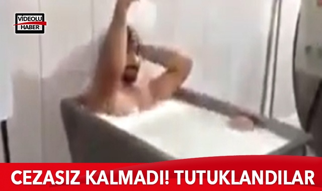 Süt kazanında banyo keyfi yapanlar tutuklandı