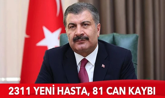 Türkiye’de son 24 saatte 2311 kişiye Covid-19 hastalık tanısı konuldu, 81 kişi hayatını kaybetti