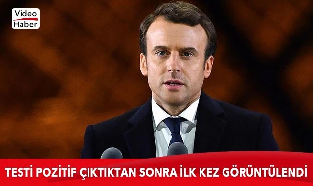 Macron Covid-19 testi pozitif çıktıktan sonra ilk kez görüntülendi