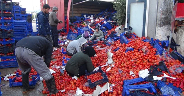 Sebze yüklü tır devrildi