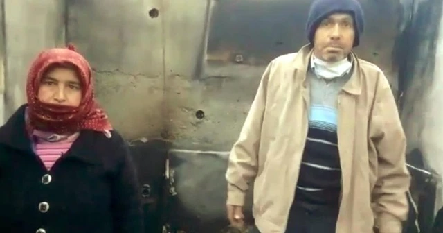 Evleri yanan çift ortada kaldı